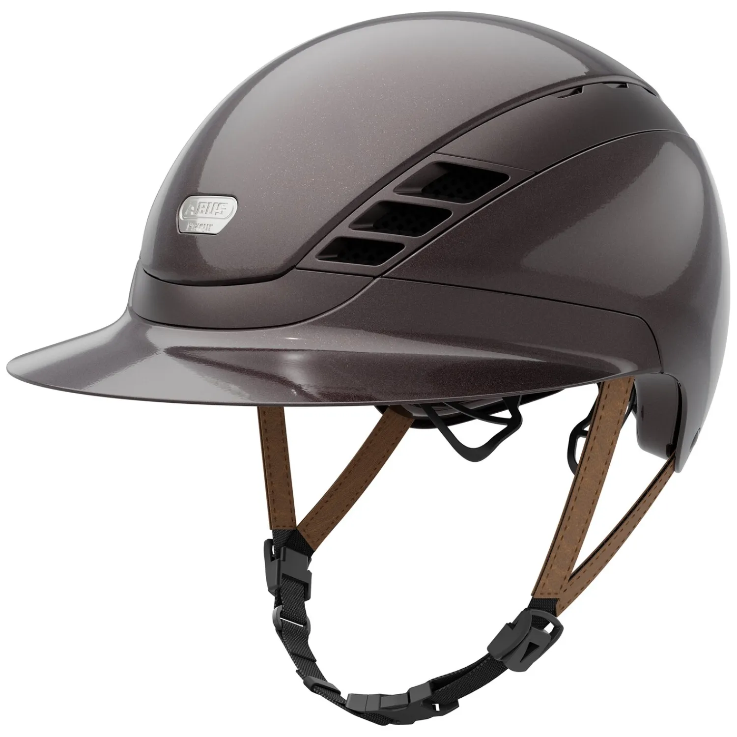 Loesdau Reithelme<ABUS PIKEUR Reithelm AirLuxe Pure Metallic Hazelnut