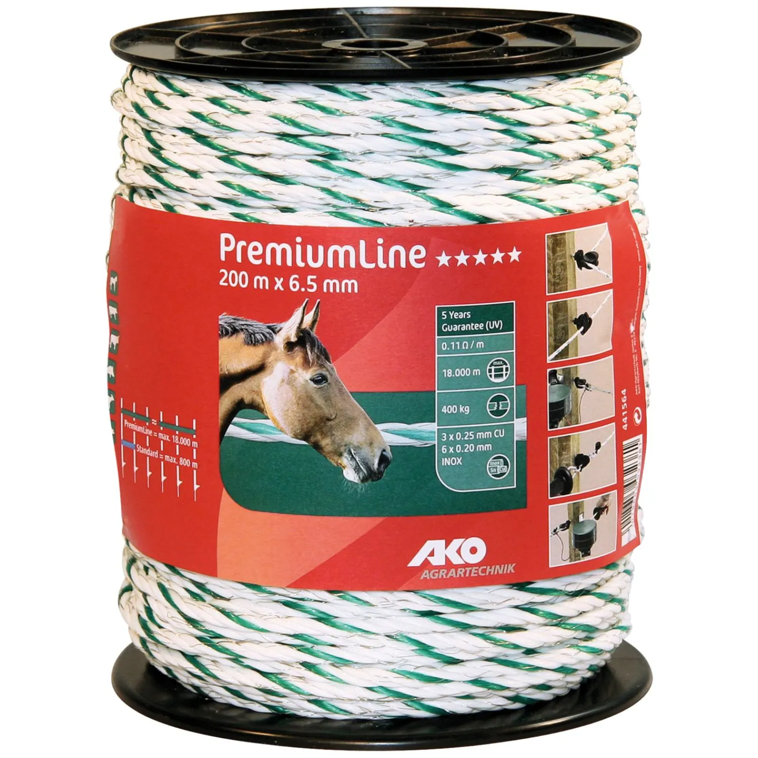 Loesdau Elektrobänder & -Seile<AKO Elektroseil Premium Line, Ø 6,5 mm