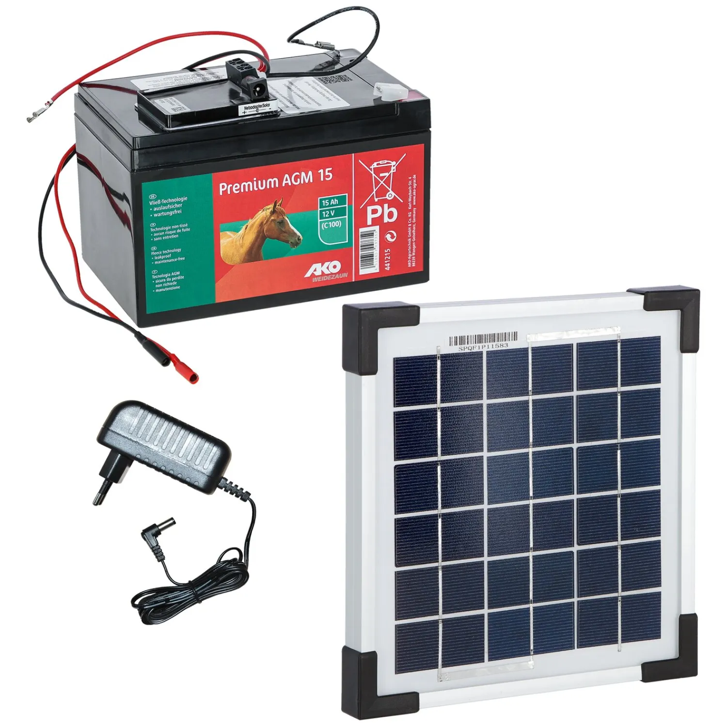 Loesdau Batterien & Solarmodule<AKO Solarset - Solarmodul 5W und AGM Akku 12 V inkl. Laderegler und Netzteile