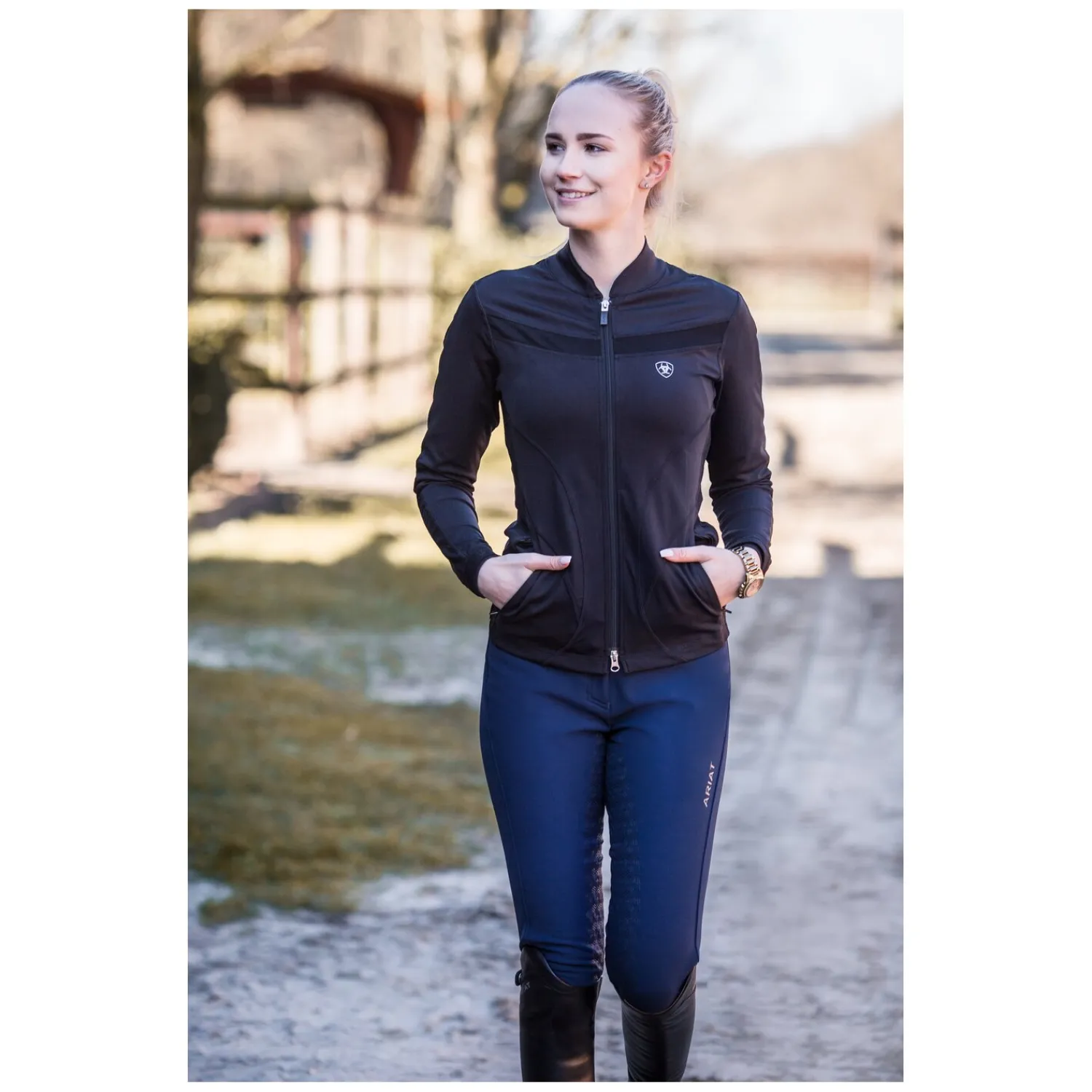Damen ARIAT Reithosen<Gesäßeinsatz-Reithose Tri Factor Frost