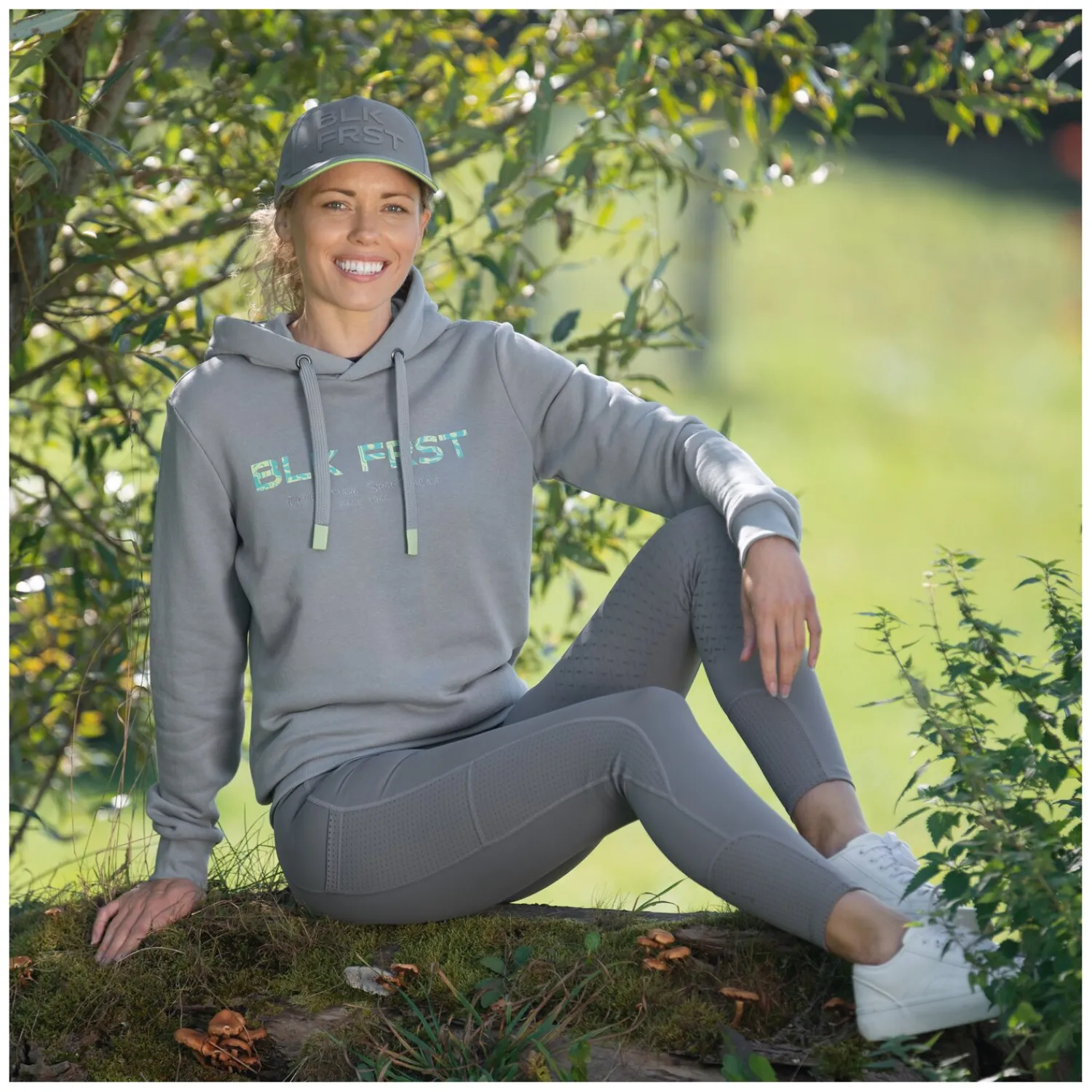 Damen Loesdau Reithosen<black forest Grip-Halbbesatz-Reitleggings mit Mesh