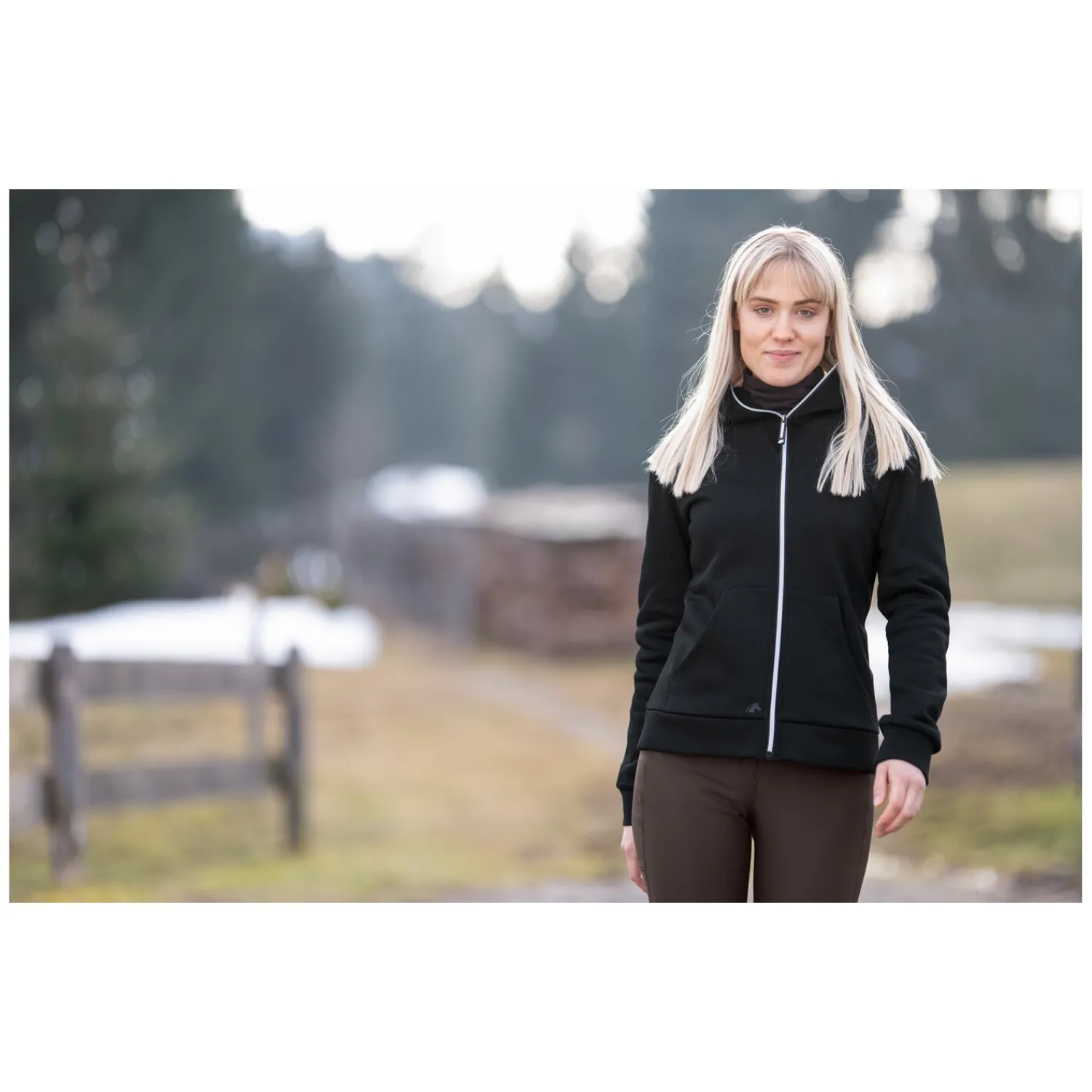 Damen Loesdau Reitjacken<forest Sweatjacke mit hohem Kragen