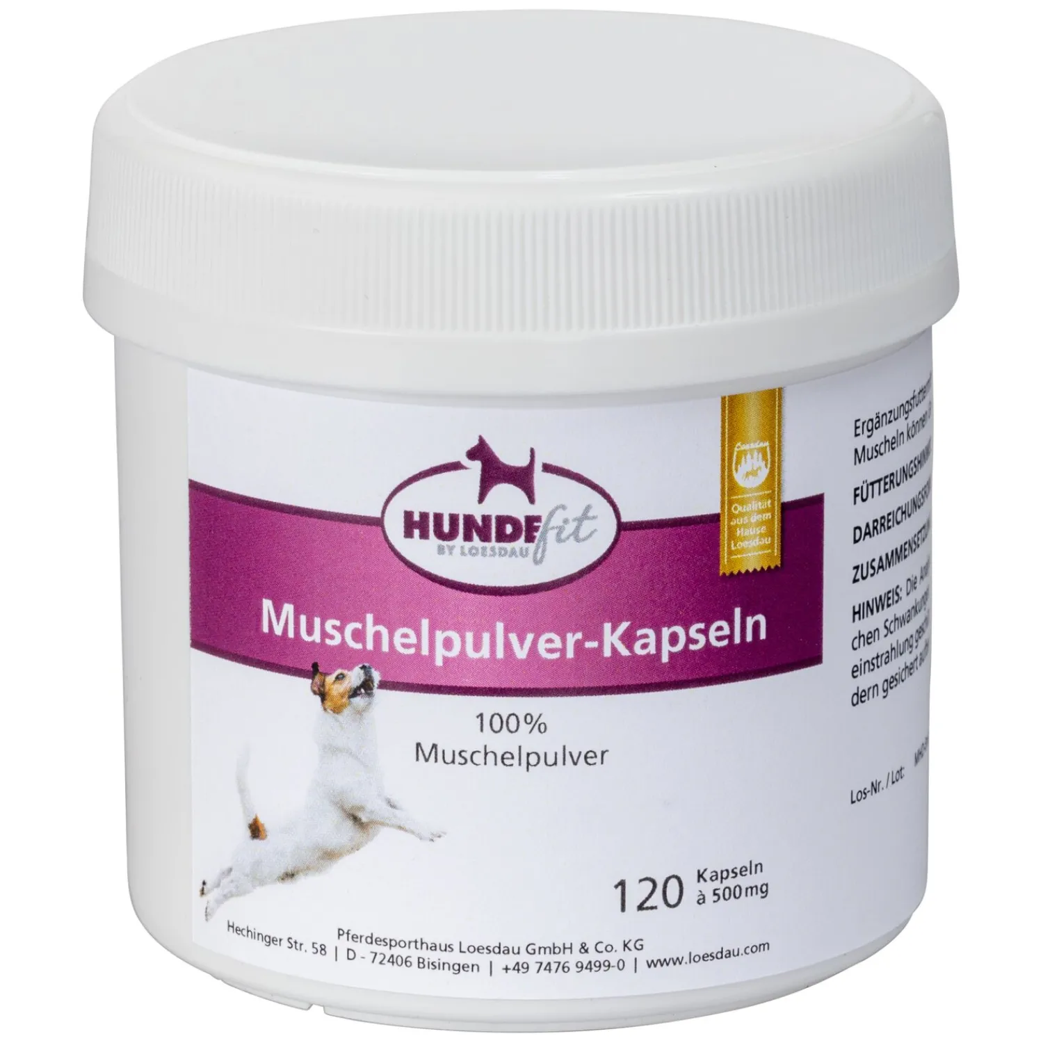 Loesdau Zusatzfutter<HUNDEfit by Muschelpulver-Kapseln pur für Hunde
