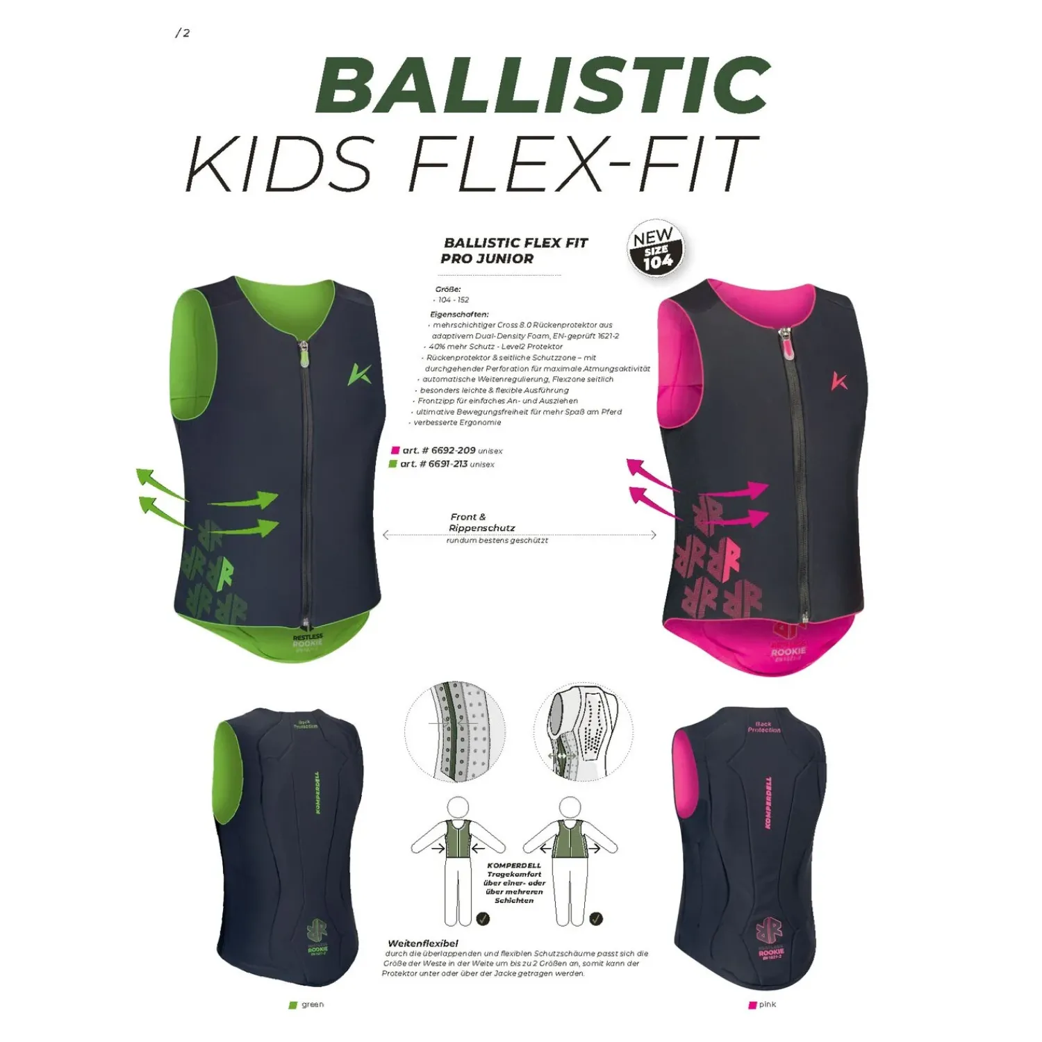 KOMPERDELL Geschenke Für Reiter|Sicherheitswesten<Rückenprotektor BALLISTIC FLEX FIT PRO - JUNIOR