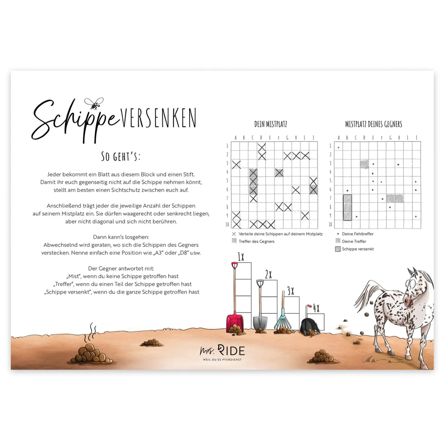 Loesdau Geschenke Für Reiter<mrs. RIDE Spielblock Schippe versenken
