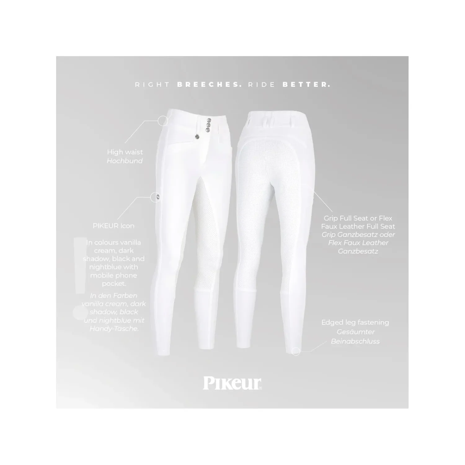 Damen PIKEUR Reithosen<Highwaist Gesäßeinsatz-Reithose New Candela FFL