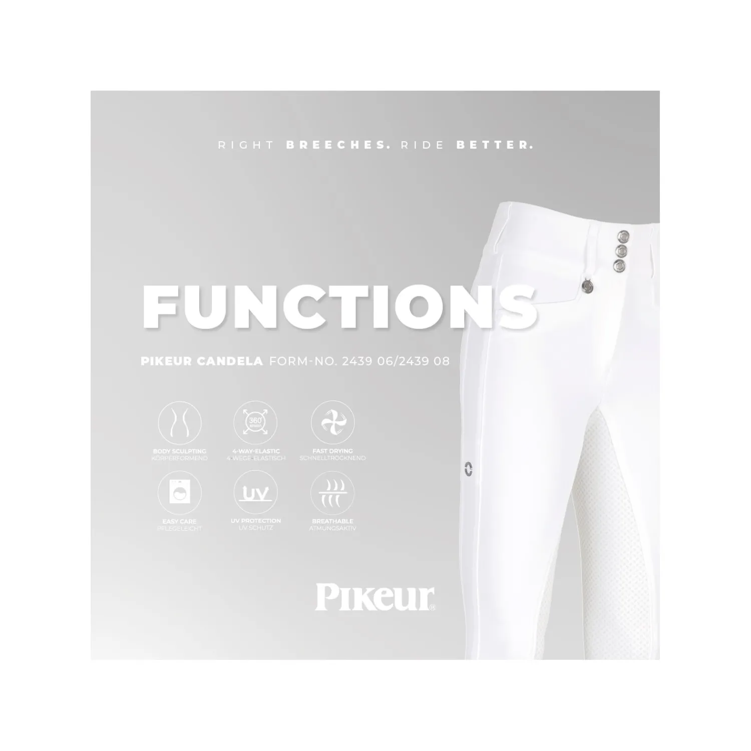 Damen PIKEUR Reithosen<Highwaist Grip-Gesäßeinsatz-Reithose New Candela Grip